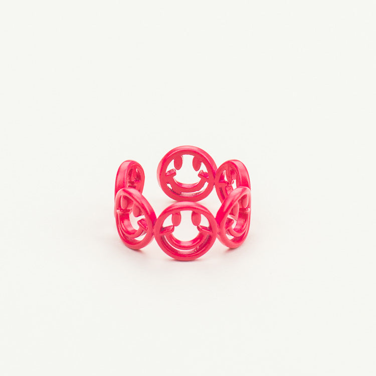Ring mit Smiley, fuchsia