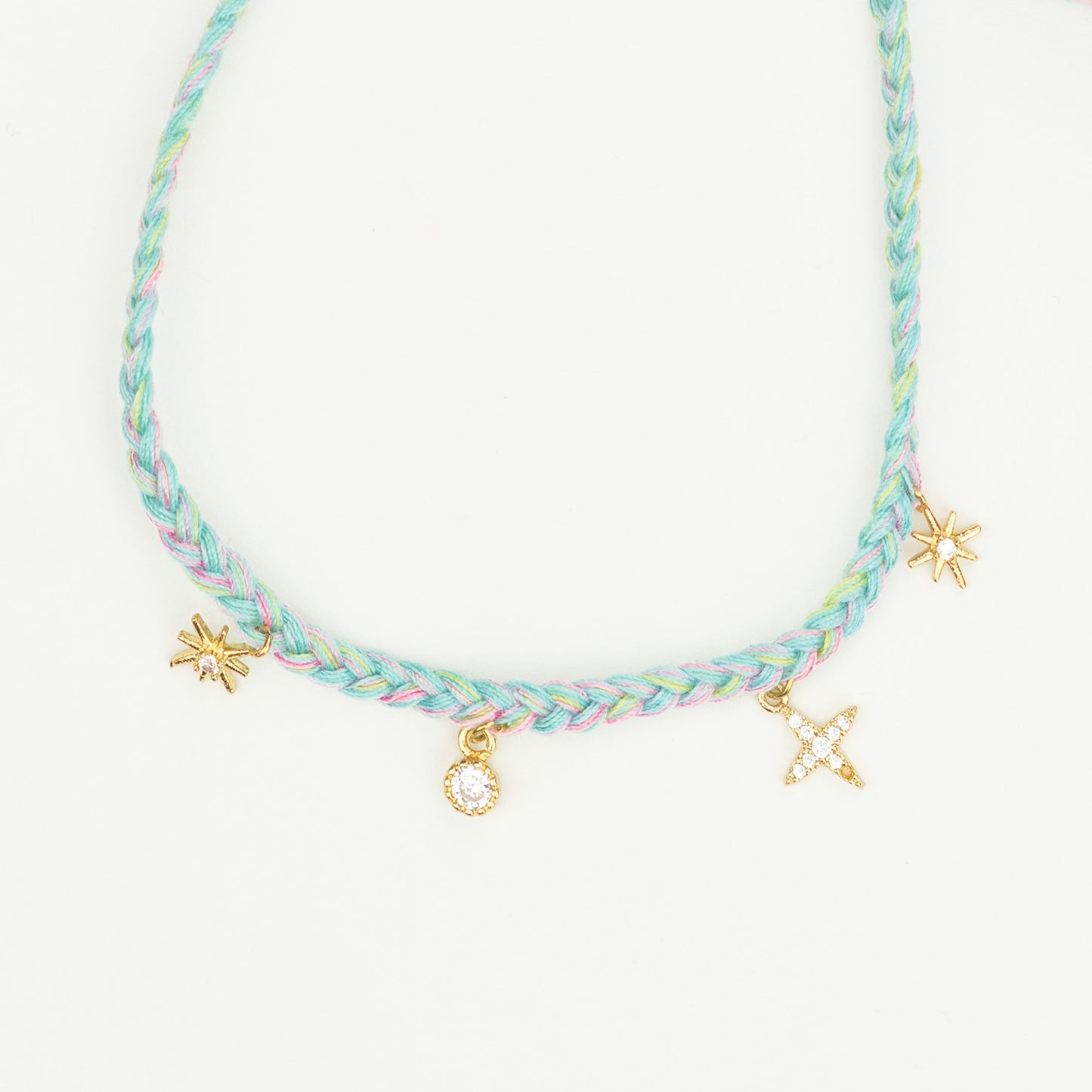 Armband gewebt mit Charms mint