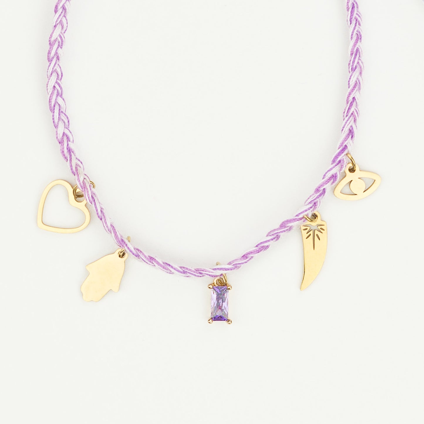 Armband gewebt mit Charms, flieder