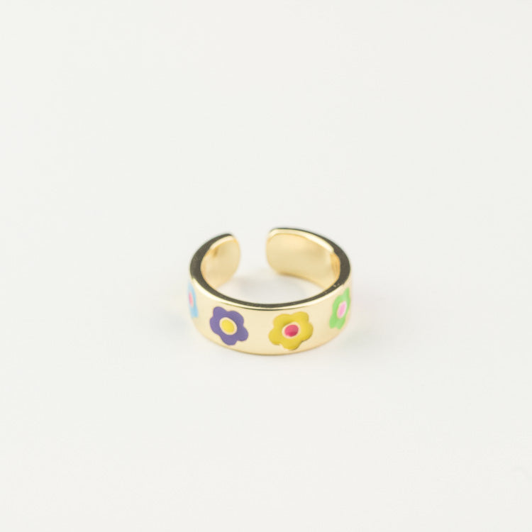 Flower Ring mit Blumen, gold